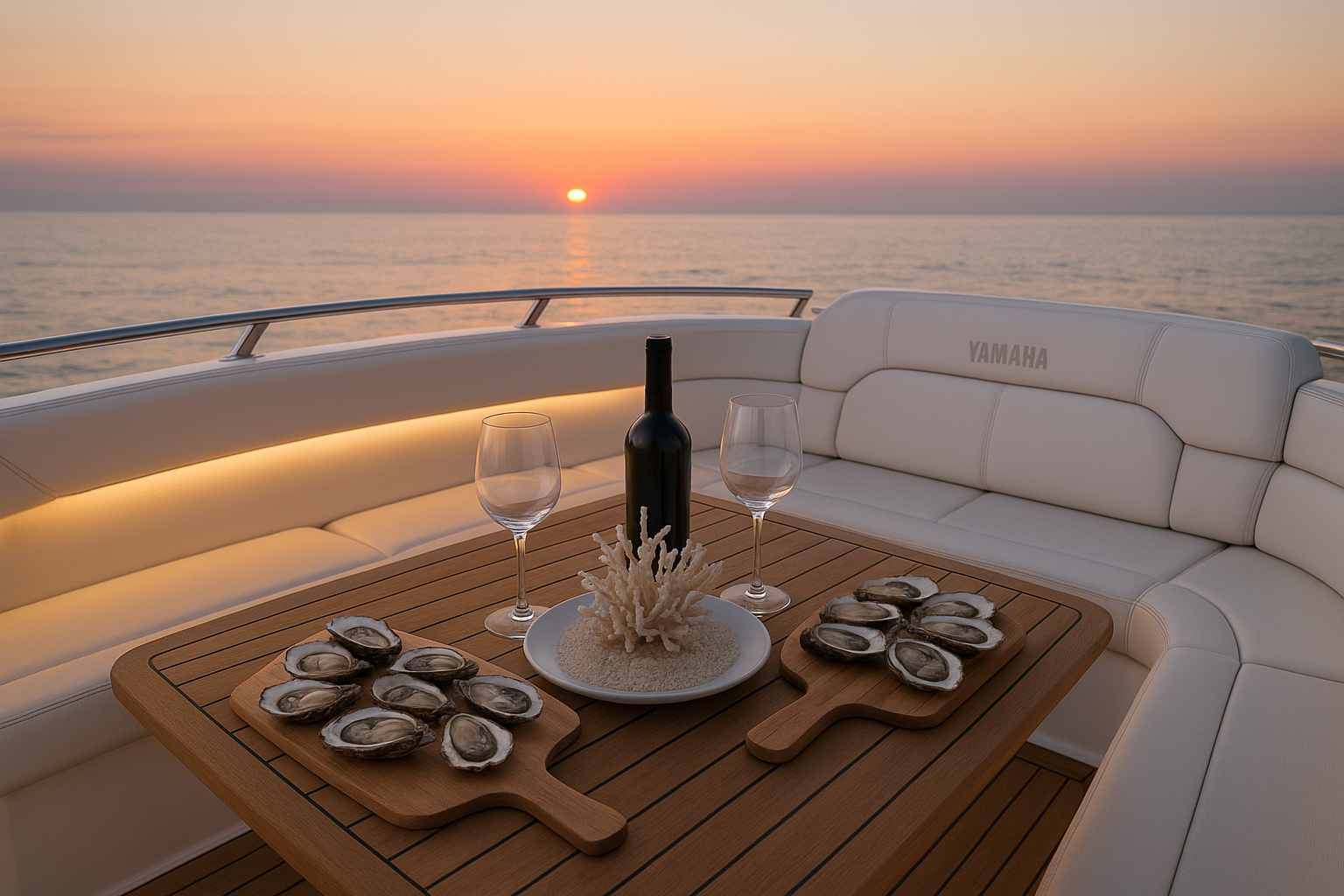 The art of sunset entertaining: hosting wine-and-oyster evenings on a Yamaha deck before mooring at your private slip
